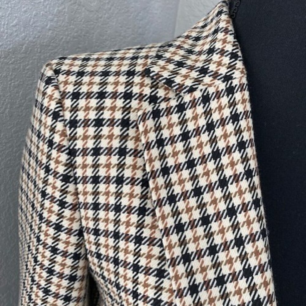 TOPSHOP Classic Tan & Black Houndstooth Suit Blazer Size 2 - Picture 12 of 15